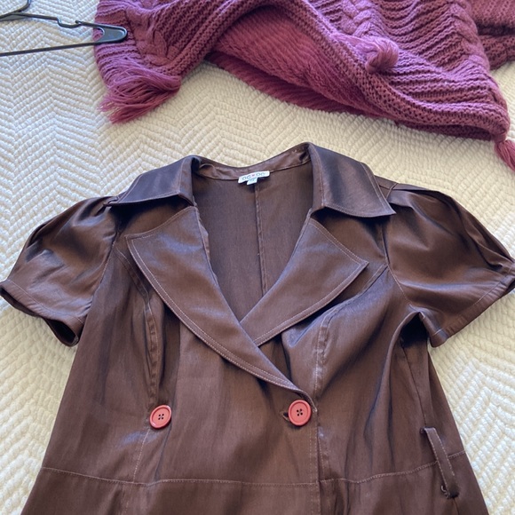 Double breasted fitted copper colored dress. Size 12. Missing belt. - Picture 5 of 5